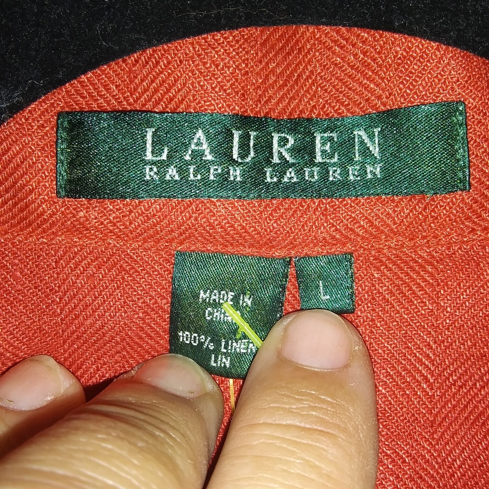 RALPH LAUREN CORAL RED LINEN SHIRT